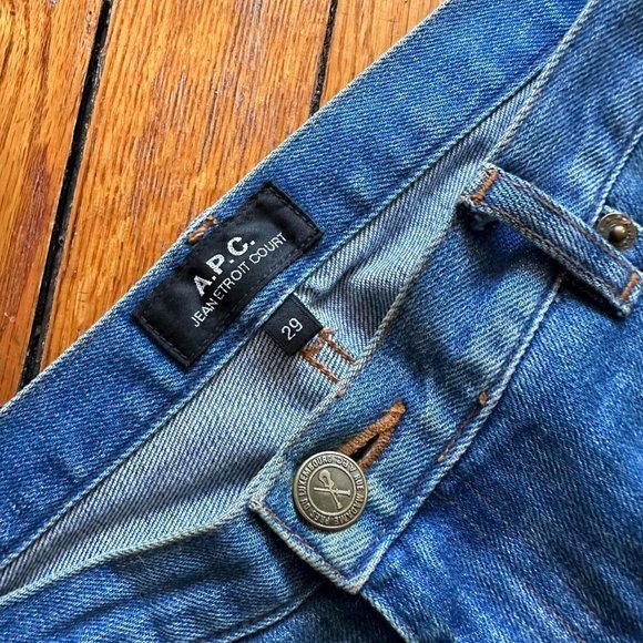 A.P.C. Jean Etroit Court Men's Blue Faded Distressed Designer Denim Jeans. - Picture 4 of 8